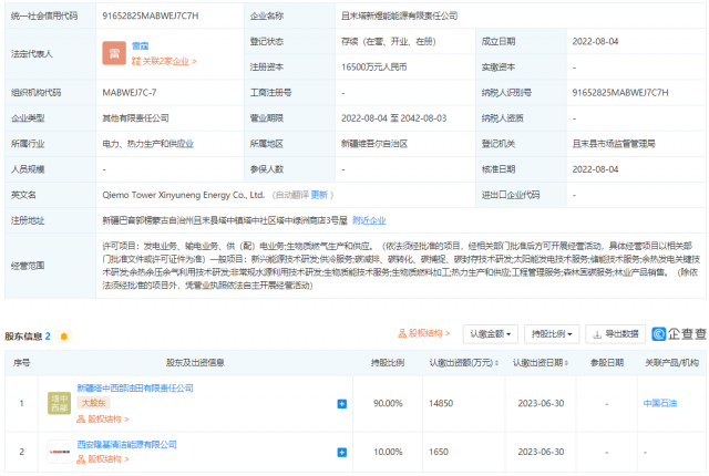 中國石油、隆基投資成立能源公司