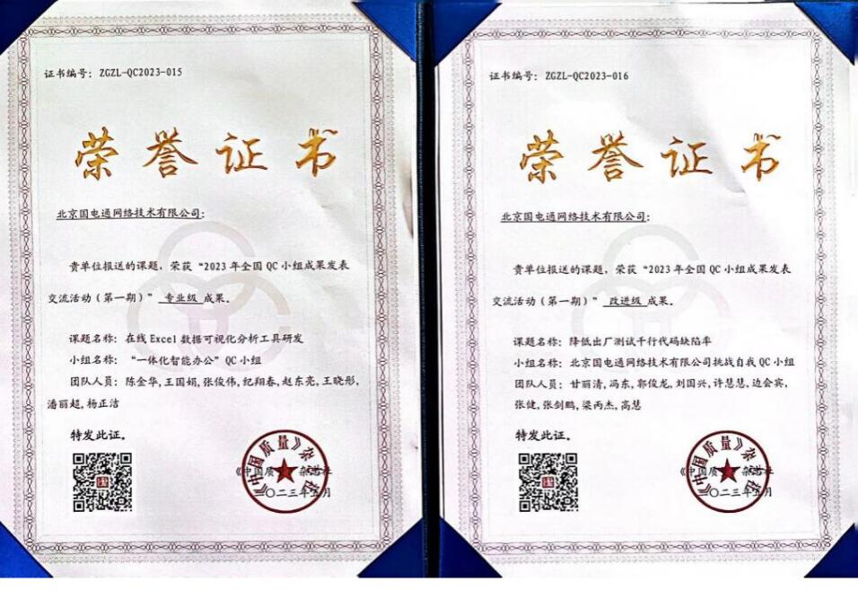 國網信通產業集團國電通兩項QC成果分獲2023年全國QC小組成果二、三等獎