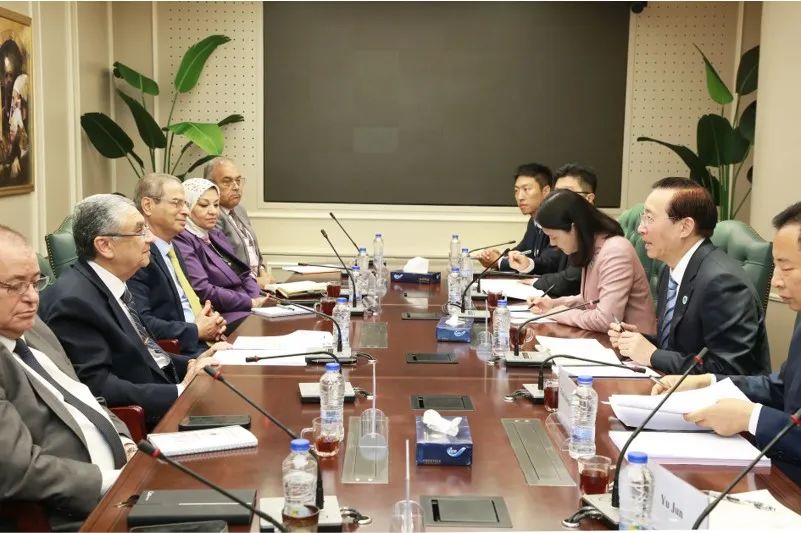國家電網董事長辛保安與埃及電力部部長沙赫爾、中國駐埃及大使廖力強會談
