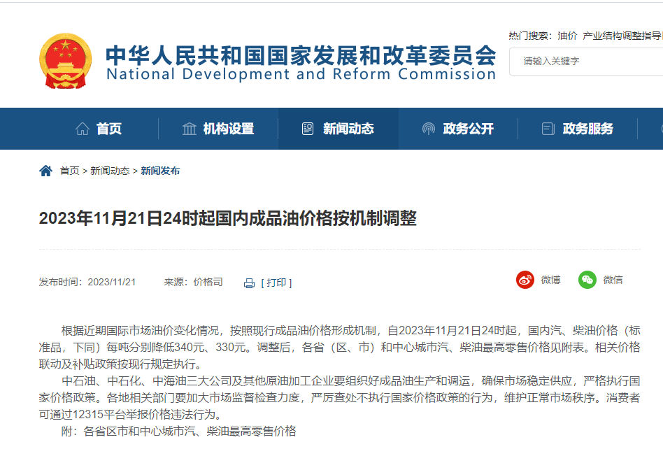 今晚，油價下調!附各省汽、柴油最高零售價