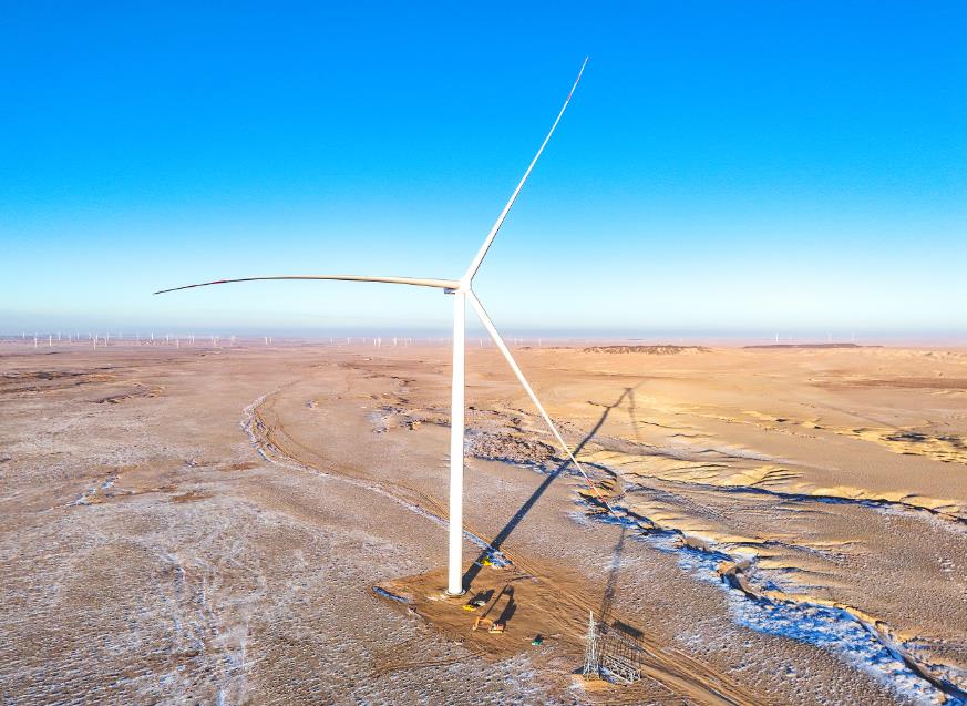 內蒙古烏拉特后旗1000兆瓦風(fēng)電項目一標段首臺風(fēng)機并網(wǎng)