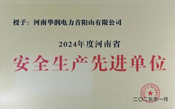 華潤電力洛陽(yáng)公司榮獲“2024年度河南省安全生產(chǎn)先進(jìn)單位”榮譽(yù)稱(chēng)號